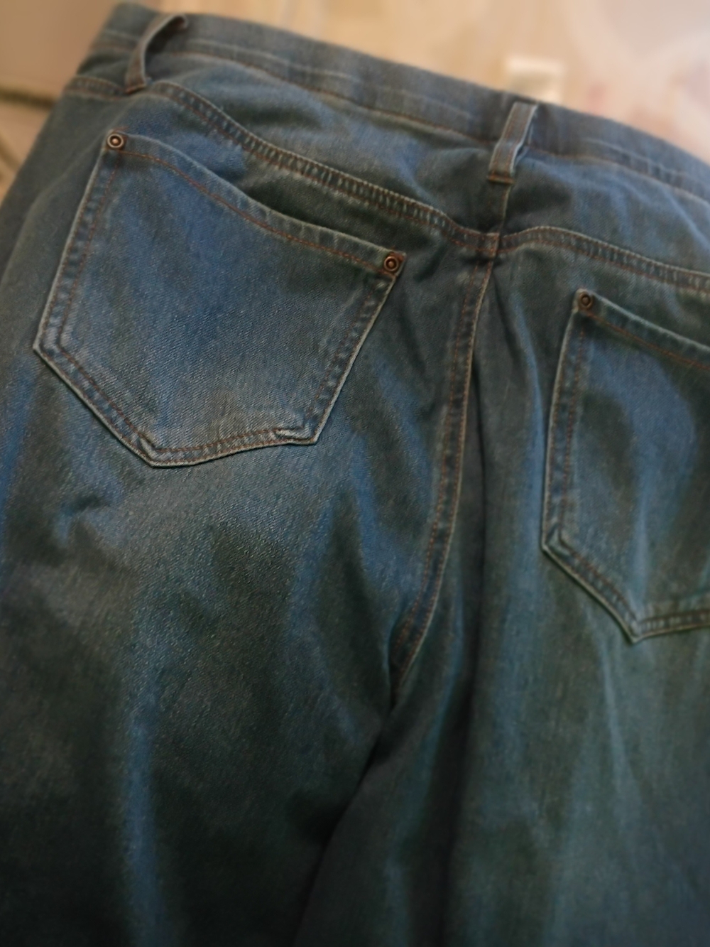 Terra & Sky Blue Denim Capris with Back Pockets